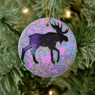 Ornamento De Cerâmica Natal Personalizado de Mystical Mose Roxo
