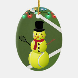 Ornamento De Cerâmica Natal personalizado de Tênis Ball Snowman