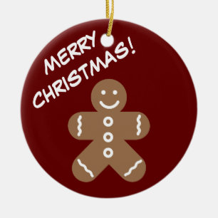 Ornamento De Cerâmica Natal personalizado de um homem de pão engraçado