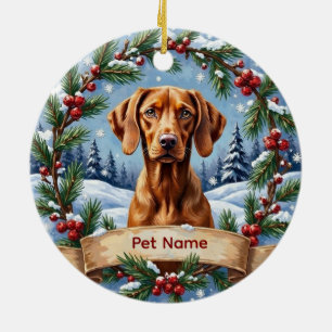 Ornamento De Cerâmica Natal Personalizado de Vizsla