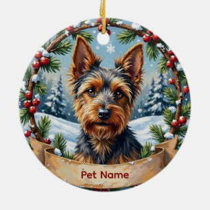 Ornamento De Cerâmica Natal Personalizado do Biewer Terrier