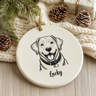 Ornamento De Cerâmica Natal Personalizado do Cão de Laboratório