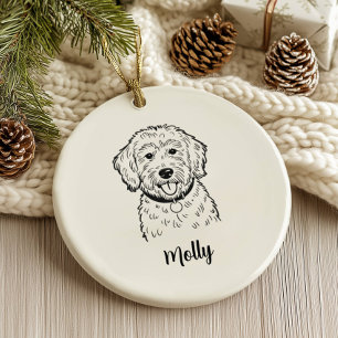 Ornamento De Cerâmica Natal Personalizado do Cão Goldendoodle