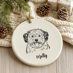 Ornamento De Cerâmica Natal Personalizado do Cão Puli