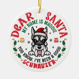 Ornamento De Cerâmica Natal personalizado do cão Schnauzer
