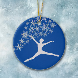 Ornamento De Cerâmica Natal Personalizado do Dançarino Azul Floco de Ne