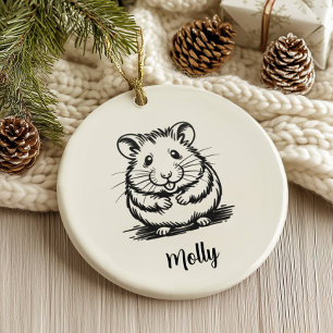 Ornamento De Cerâmica Natal Personalizado do Hamster