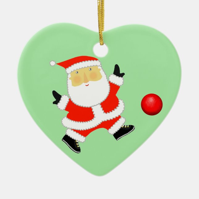 Ornamento De Cerâmica Natal personalizado do Kickball (Frente)