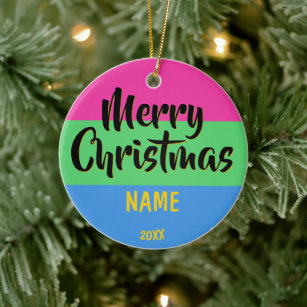 Ornamento De Cerâmica Natal Personalizado do Orgulho Polisexual LGBT