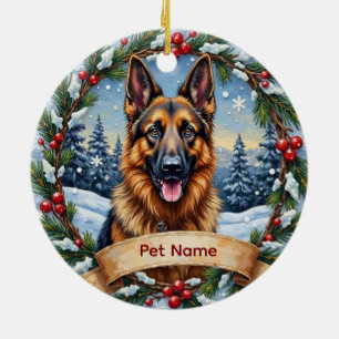 Ornamento De Cerâmica Natal Personalizado do Pastor Belga