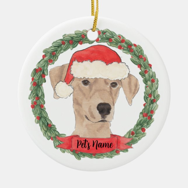 Ornamento De Cerâmica Natal Personalizado do Pinscher Alemão (Frente)