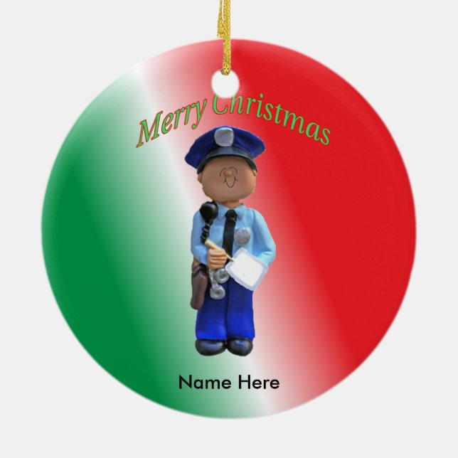 Ornamento De Cerâmica Natal Personalizado do Policial de Brinquedos (Traseira)