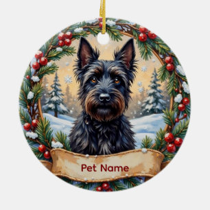 Ornamento De Cerâmica Natal Personalizado do Scottish Terrier