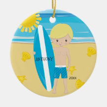 Natal personalizado do surfista menino louro
