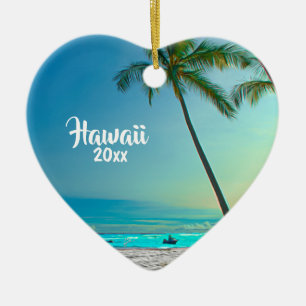 Ornamento De Cerâmica Natal Personalizado do Viagem Hawaii Foto em Sided