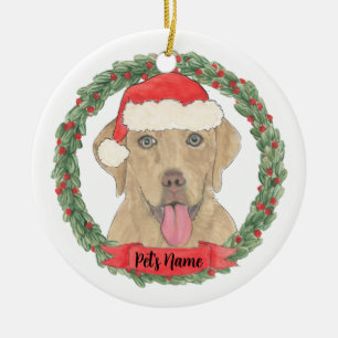 Ornamento De Cerâmica Natal Personalizado Dudley Labrador