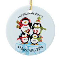 NATAL Personalizado Família De 4 Pinguins Natal