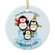 Natal Personalizado Fofo Família De 3 Pinguins