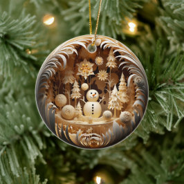Ornamento De Cerâmica Natal Personalizado Fofo Homem de Neve Inverno