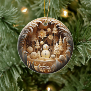 Ornamento De Cerâmica Natal Personalizado Fofo Homem de Neve Inverno