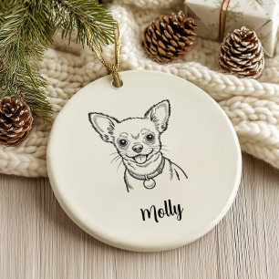 Ornamento De Cerâmica Natal Personalizado para Cachorro Chihuahua
