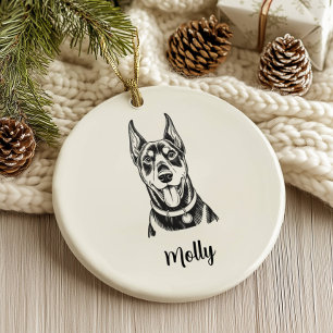 Ornamento De Cerâmica Natal Personalizado para Cachorro Doberman