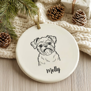 Ornamento De Cerâmica Natal Personalizado para Cachorro Griffon de Bruxe