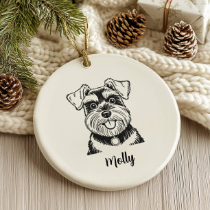 Ornamento De Cerâmica Natal Personalizado para Cachorro Schnauzer