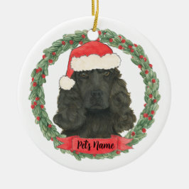 Ornamento De Cerâmica Natal Personalizado para Cocker Spaniel Preto