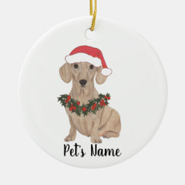 Ornamento De Cerâmica Natal Personalizado para Dachshund Vermelho Liso