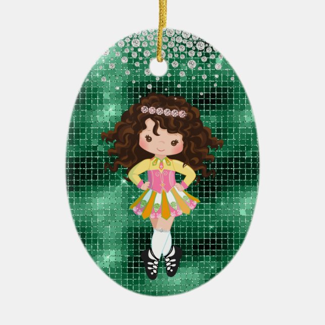 Ornamento De Cerâmica Natal personalizado para Dança Brunette (Frente)