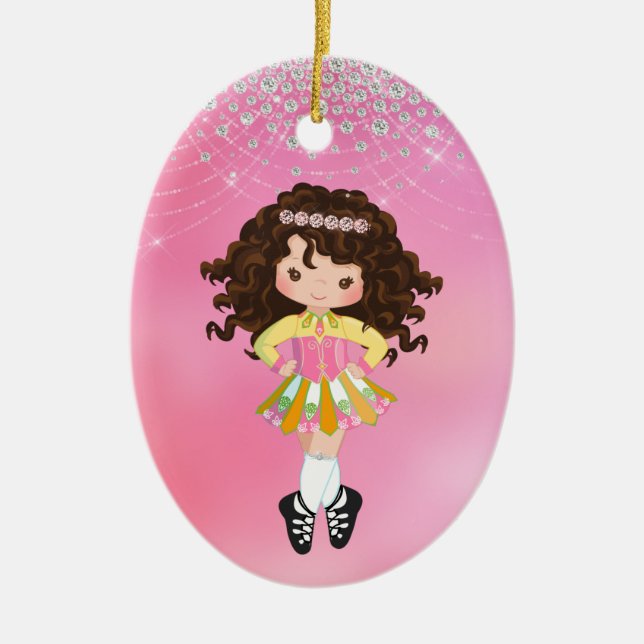 Ornamento De Cerâmica Natal personalizado para Dança Brunette (Frente)