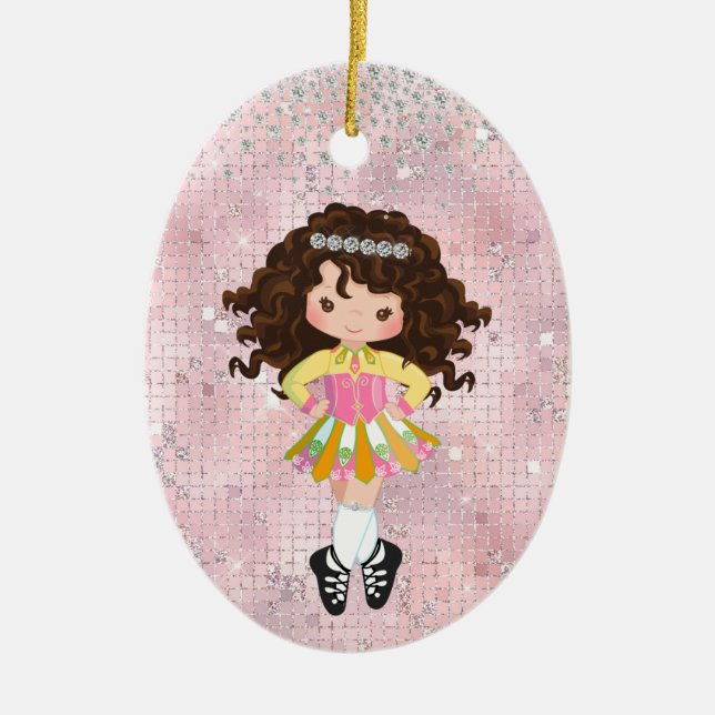 Ornamento De Cerâmica Natal personalizado para Dança Brunette (Frente)