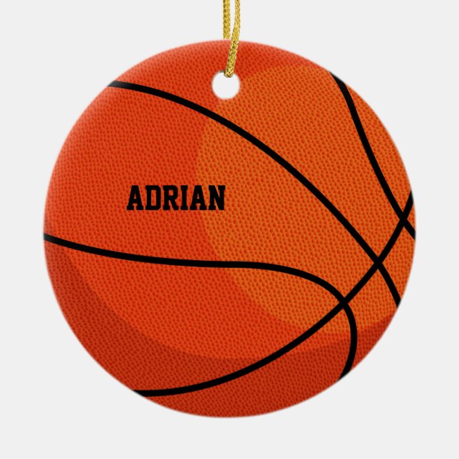 Ornamento De Cerâmica Natal Personalizado para Esporte de Basquete (Frente)