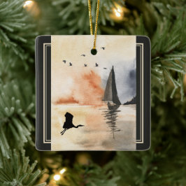 Ornamento De Cerâmica Natal personalizado para veleiros e aves