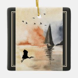 Ornamento De Cerâmica Natal personalizado para veleiros e aves