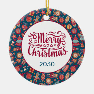 Ornamento De Cerâmica Natal Personalizado Retro Alegre
