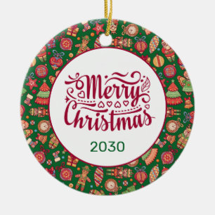 Ornamento De Cerâmica Natal Personalizado Retro Alegre