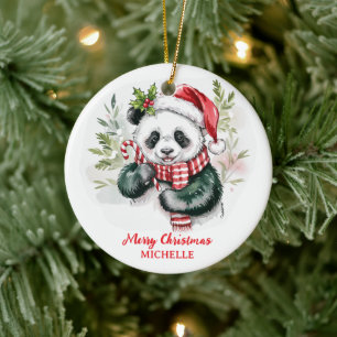 Ornamento De Cerâmica Natal Personalizado Urso Panda Fofo