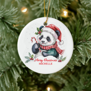 Ornamento De Cerâmica Natal Personalizado Urso Panda Fofo