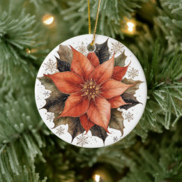 Ornamento De Cerâmica Natal Poinsettia Vermelha Moderna