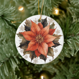 Ornamento De Cerâmica Natal Poinsettia Vermelha Moderna