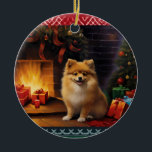 Ornamento De Cerâmica Natal Pomerano<br><div class="desc">Design de Natal da Pomerânia</div>