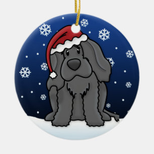Ornamento De Cerâmica Natal português do cão de água dos desenhos