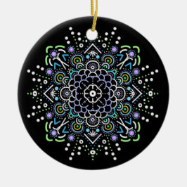 Ornamento De Cerâmica Natal preto, roxo e mandala verde