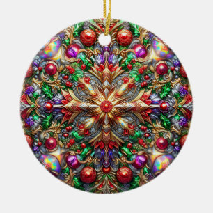 Ornamento De Cerâmica NATAL Puro Amarelo Vermelho 3D