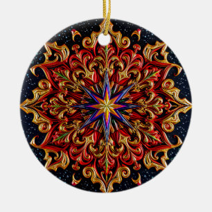 Ornamento De Cerâmica NATAL Púrpura Amarelo Vermelho Verde 3D Estrela ~
