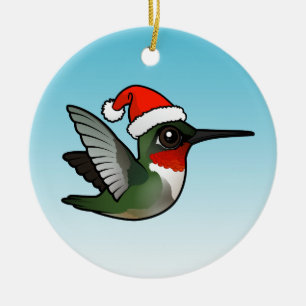 Ornamento De Cerâmica Natal Rubi-throated do colibri