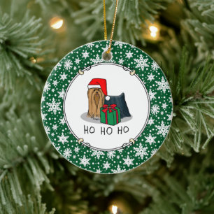 Ornamento De Cerâmica Natal Santa Hat Yorkshire Terrier Yorkie Cute