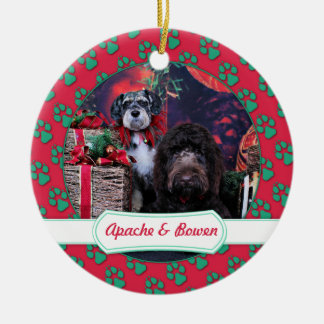 Ornamento De Cerâmica Natal - Schnauzer Apache - Bowen LabraDoodle